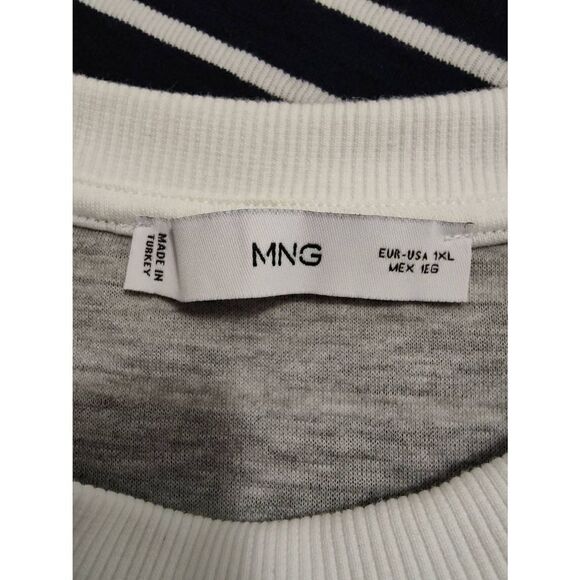 MNG by Mango Cotton Blend Black and Cream Striped Long Sleeve Sweater - Picture 4 of 5